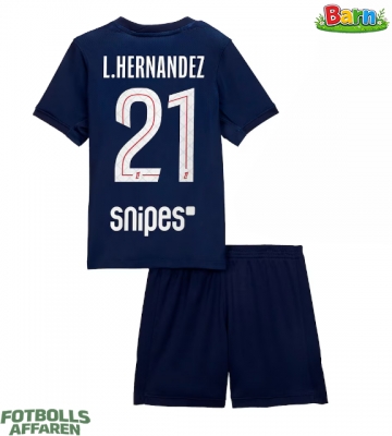 Paris Saint-Germain Lucas Hernandez #21 Hemmaställ Barn 2025-26 Kortärmad (+ Korta byxor)
